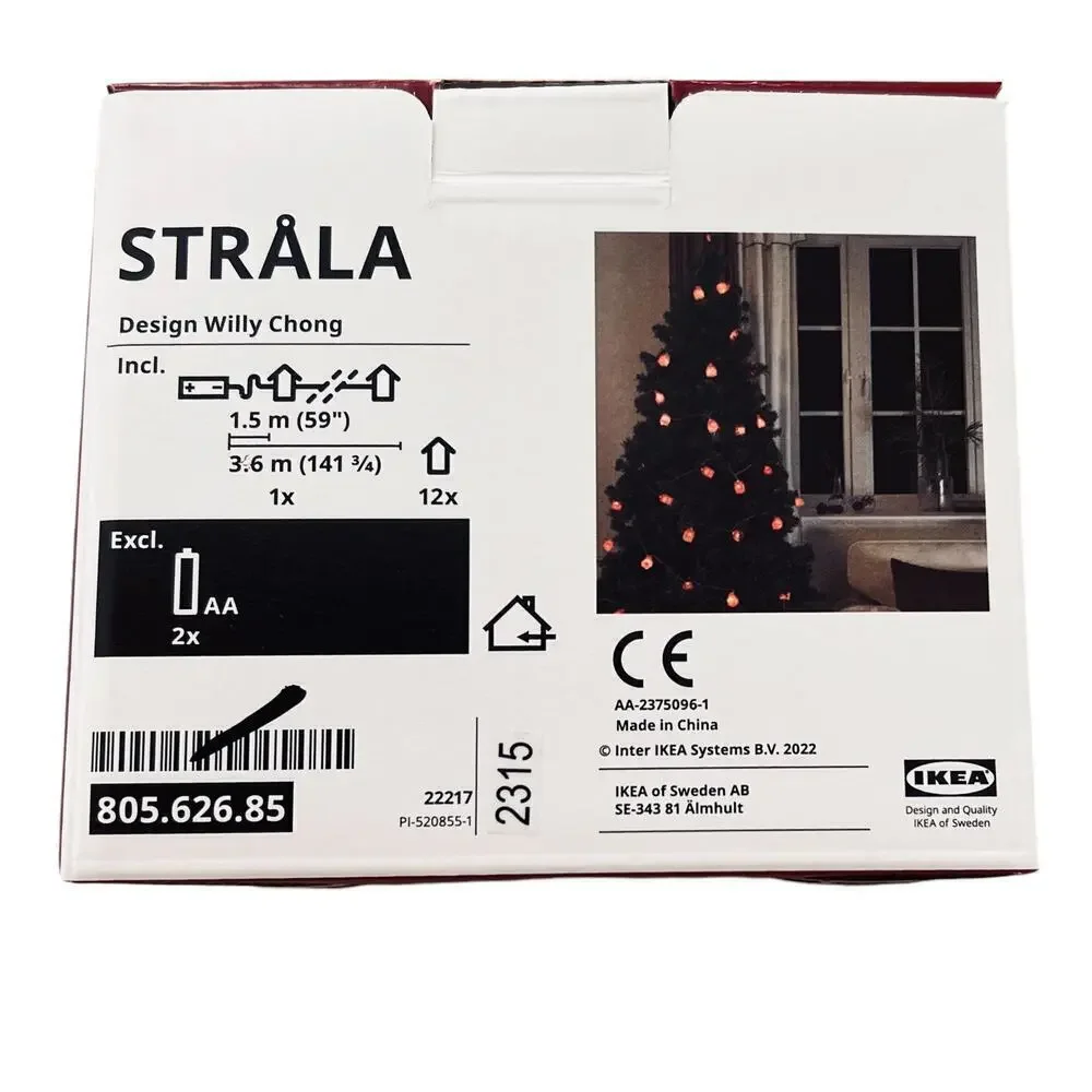 IKEA STRALA STRÅLA Red Shining Houses String Lights 12 Lights (Set of 2)